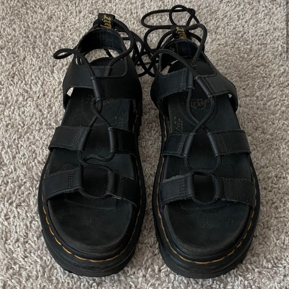 Dr. Marten Black Leather Lace Up Platforms